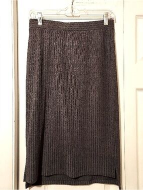 Apt. 9 Pencil Skirt Solid Gray Small Ribbed Knit Elastic Waist Pull On Body Con